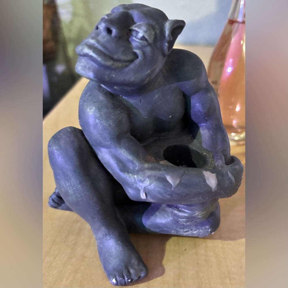 Vintage 1996 Halloween GARGOYLE Figurine Candle Holder, Decor, Air plant Holder